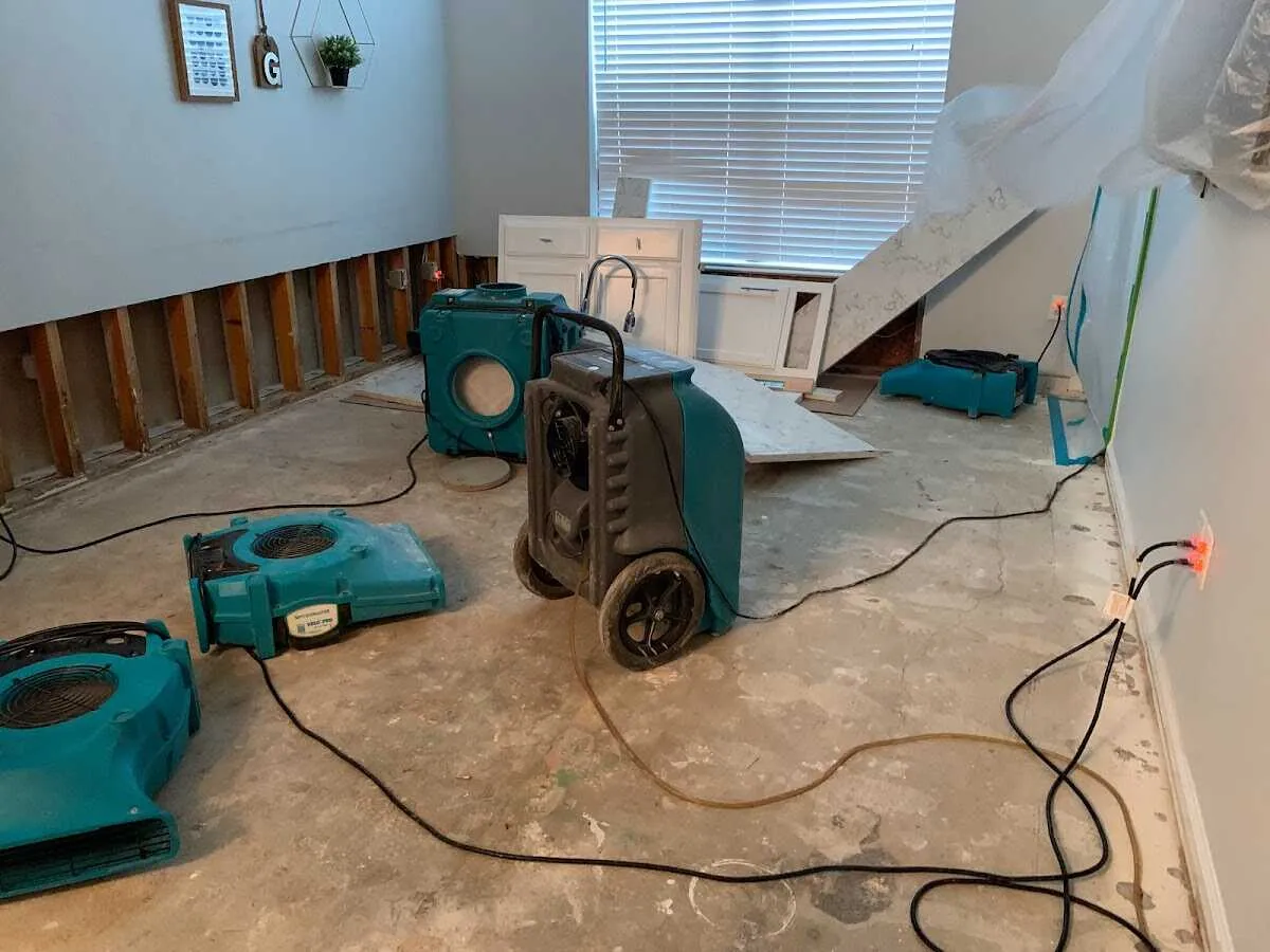 Dehumidifier in flood-cut room for Water Damage Restoration in Sangaree